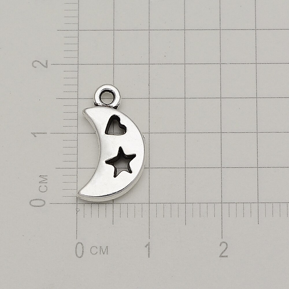 15 Stks/partijen 10X17Mm Antiek Zilver Plated Crescent Moon Charms Sterren Hart Hangers Voor Diy Creatie Sieraden Maken accessoires