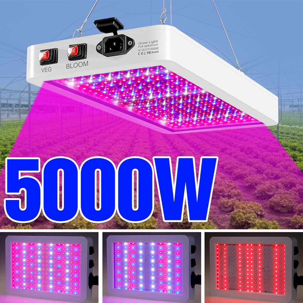 Led Panel Waterdicht Groeilicht Indoor Greenhouse Led Plant Verlichting 4000W 5000W Volledige Spectrum Fitolamp 220V Phyto lamp Eu Plug