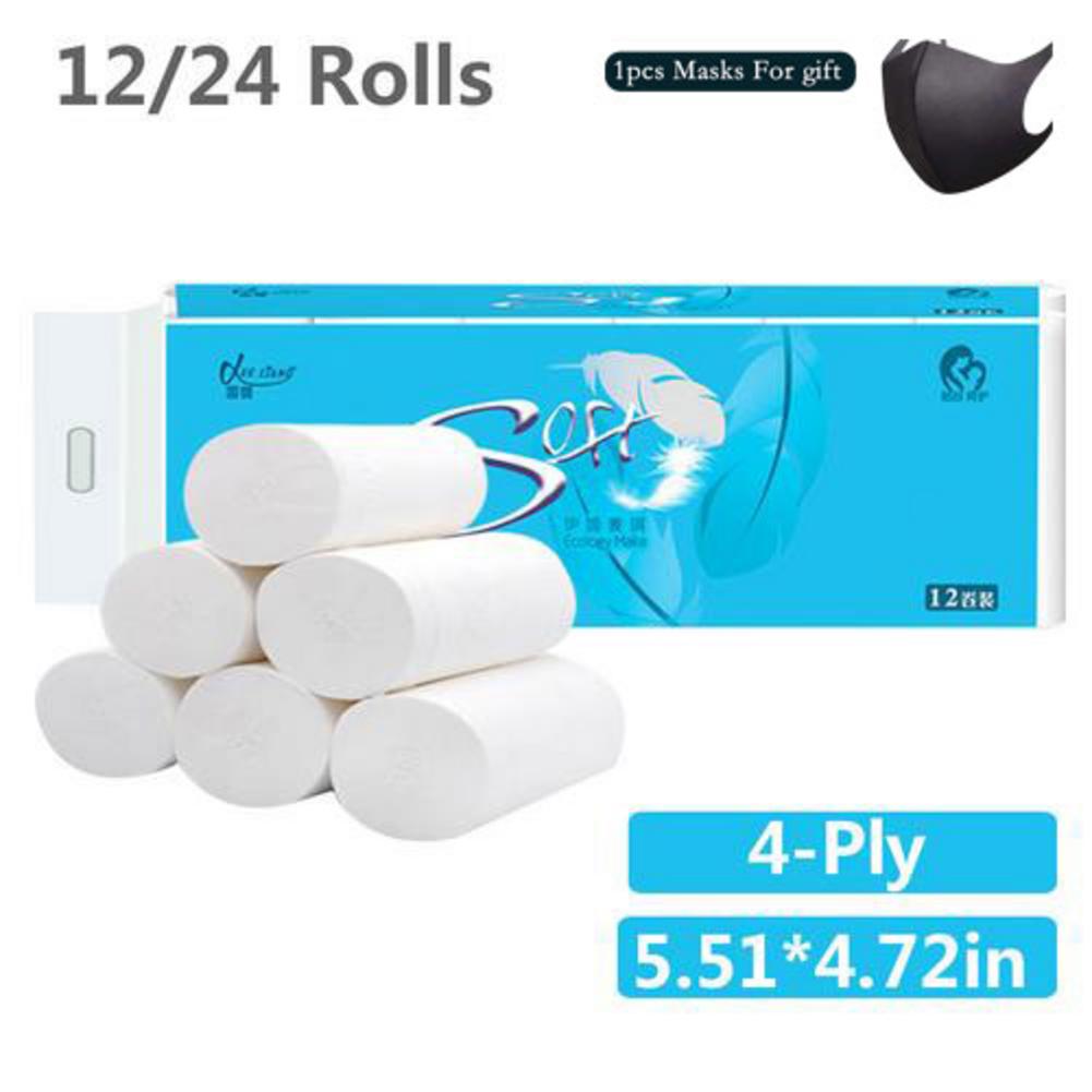 12/24 rollos de papel higiénico para el Hogar, baño suave, tejido de baño, rollo de papel para cocina, 4 capas de papel para el baño