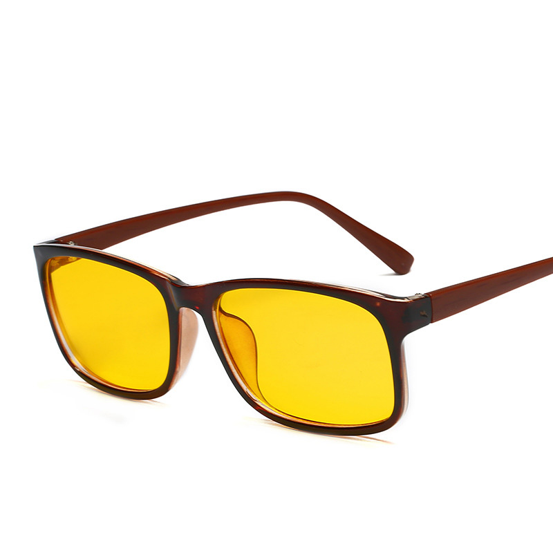 Elbru Vierkante Brilmonturen voor Mannen Vrouwen Anti Blauw Licht Computer Gaming Bril Clear Geel Lens Nachtzicht Brillen: T16