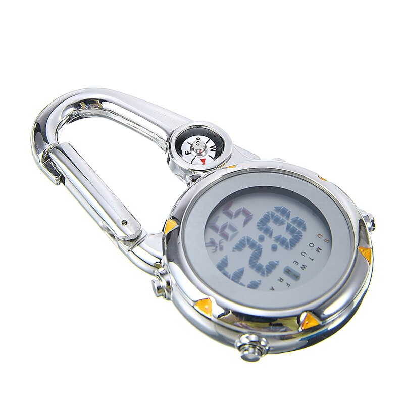 Clip On Carabiner Digital Watch Luminous Sports Watches Alloy Mater Carabiner Watch For Hikers Mountaineering Outdoor Backpack