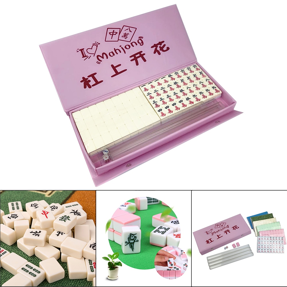 Wood toys Mini Mahjong Portable Folding Wooden Boxes Majiang Set Table Game Mah-jong Travel Travelling Board Game Entertainment