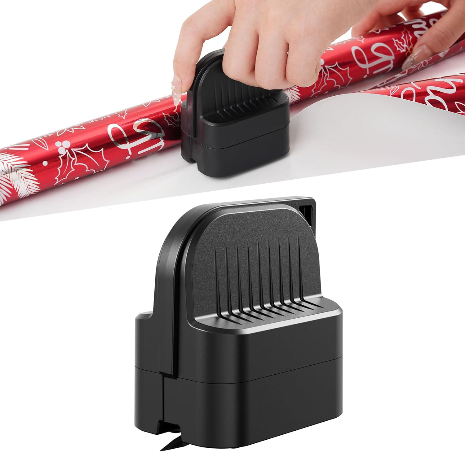 Taglierina per carta da regalo da 2 pezzi, taglierina per confezione regalo, taglierina per rotolo di carta da regalo natalizia con 2 zoppo intercambiabili: BIANCO