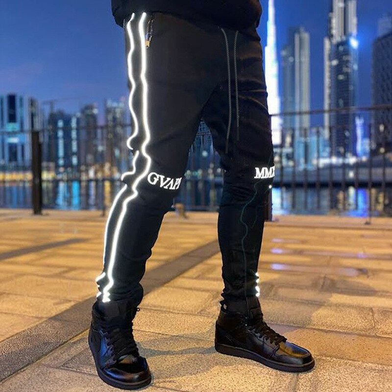 Reflectantes deportes Pantalones para correr de hombres Fitness camisetas ropa deportiva pantalones de gimnasio músculo para hombre Pantalones de entrenamiento Fitness