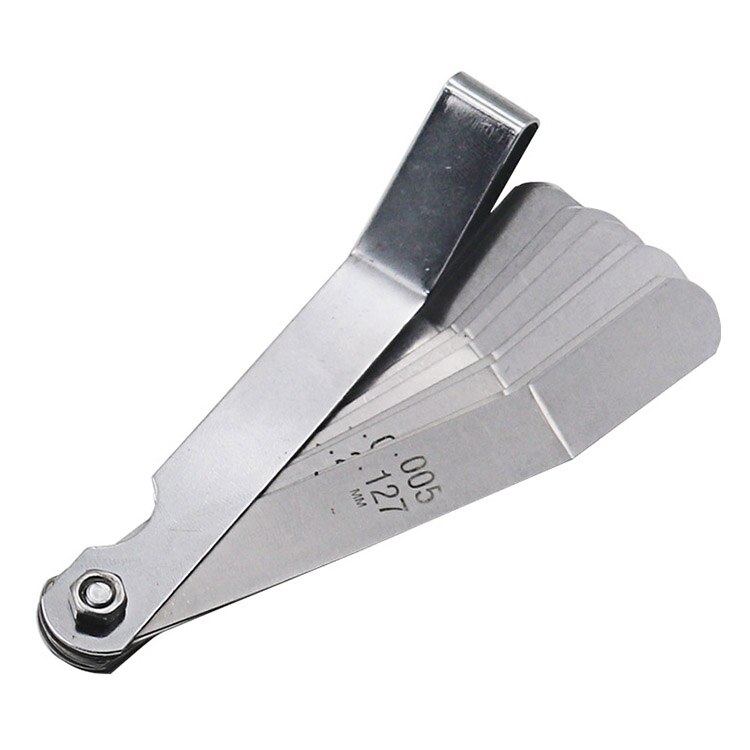 Feeler Gauge Metric 0.127-0.508Mm 0.005-0.020 Inch Valve Offset Feeler Gauge High Strength 16 Blade Easy To Use Durable
