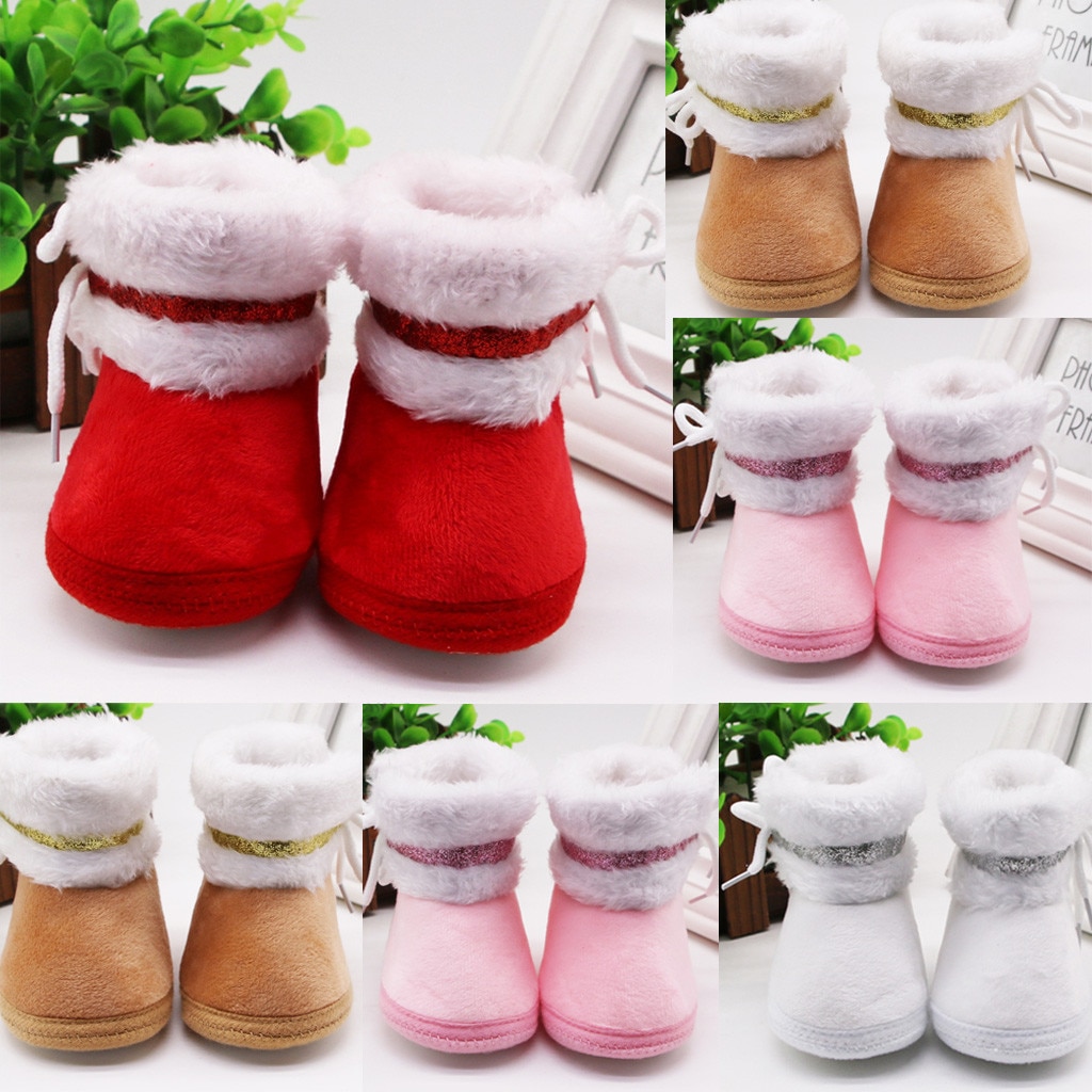 #30 Baby Baby Meisjes Cashmere Pluche Winter Laarzen Bandage Warme Schoenen Kerst Kinderen Schoenen Bota Infantil Menina