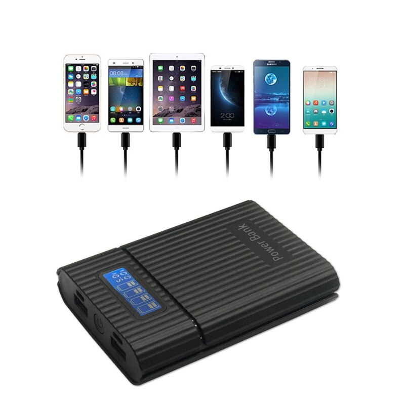 Anti-Reverse 18650 Battery DIY Power Bank Box LCD Display Dual USB Charger Light