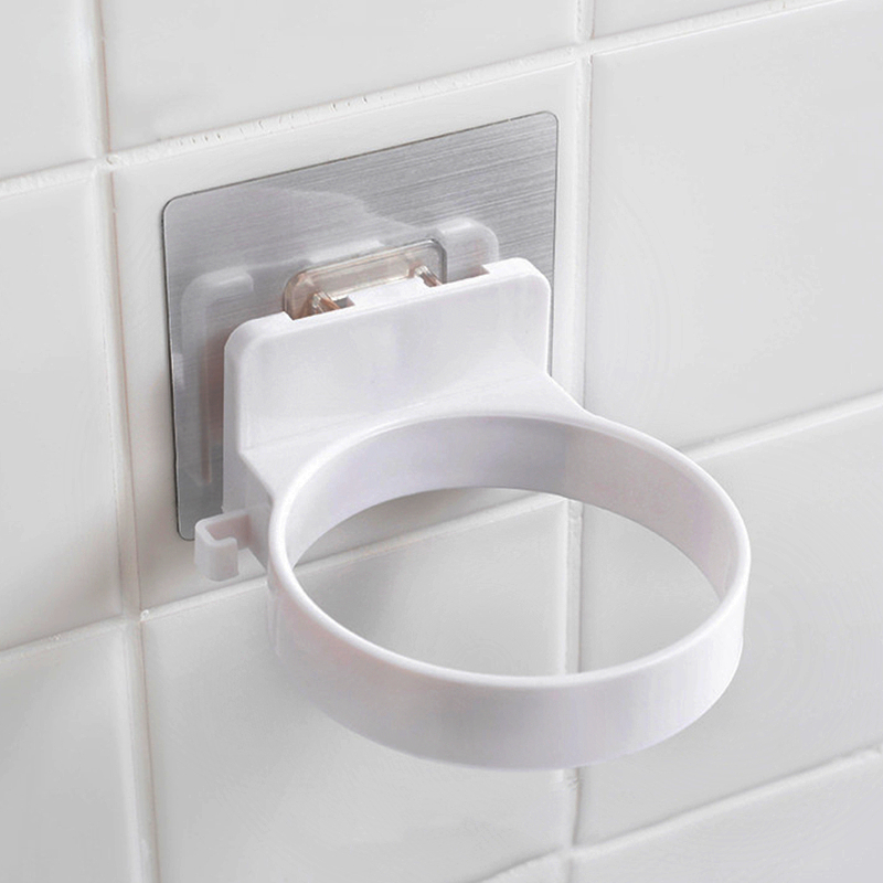 Hair Dryer Holder Blower Organizer Adhesive Wall Mounted Nail Free No Drilling Stainless Steel Spiral Stand Storage For Bathroom: Blue