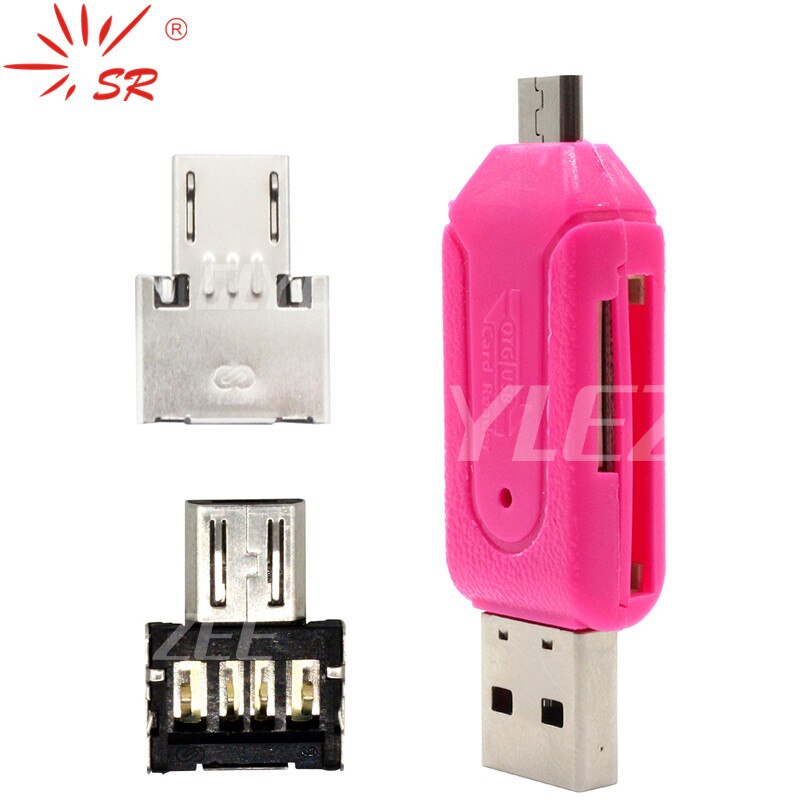 Lector de tarjetas OTG USB SR 2 en 1, adaptador Micro USB a USB OTG, convertidor para Android, teléfono móvil, tableta, ordenador portátil, lector TFSD, 2 uds./1 lote