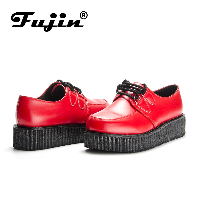 Fujin cuero pu otoño Creepers zapatos casuales mocasines mujer mocasines damas plataforma mocasines mujeres pisos Mujer