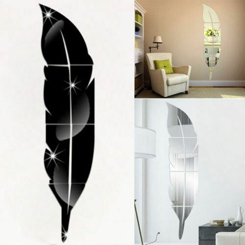 Wall sticking feathers DIY 3D Feather Wall Sticker Acrylic Modern Mirror Decal Leaf Home Decor