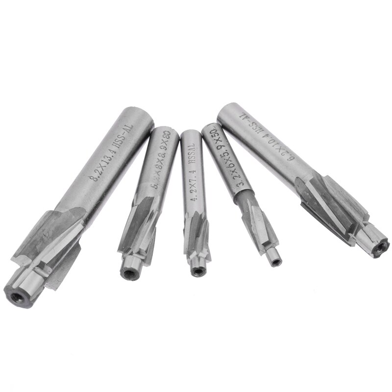 5Pcs HSS Counterbore End Mill M3-M8 Pilot Slotting Tool Milling Cutter Countersink End Mills