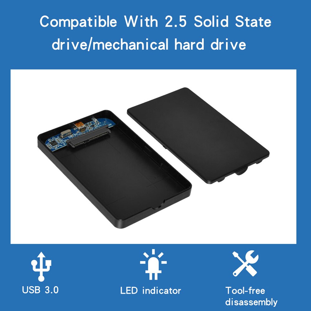 2Tb Mobiele Hdd Behuizing Case Usb 3.0 Naar Sata Hdd Harde Schijf Externe Behuizing Zwart Case Harde Schijf Doos voor Computer