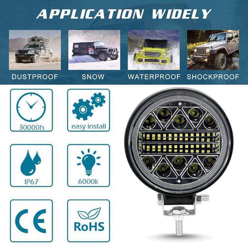 2Pcs Round LED Work Lights Off Road Spotlight 102W 12V/24V 13600LM LED Car Light Bright Beam For SUV ATV Truck Motorcycle Light