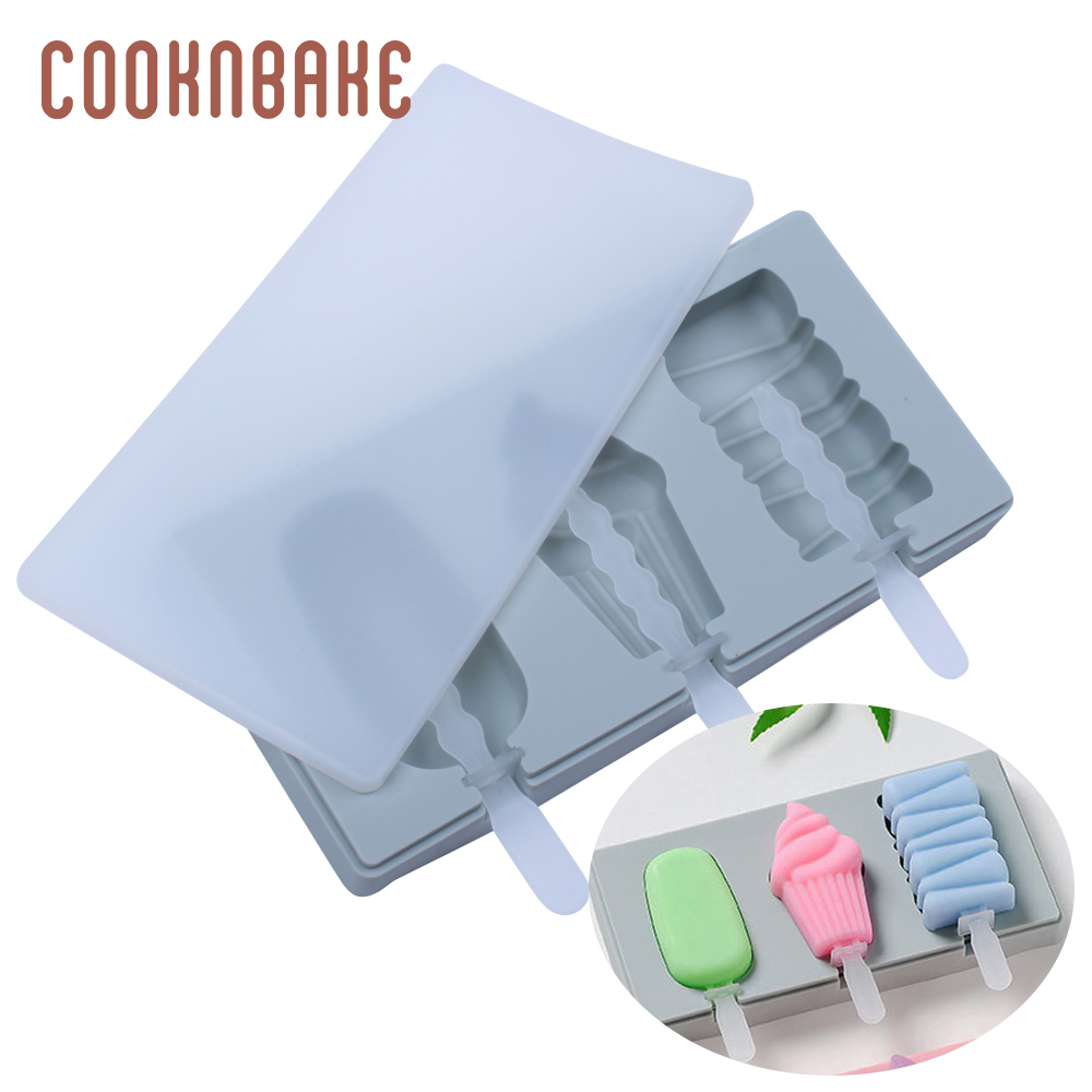 COOKNBAKE Silicone Ice Cream Maker Ice Cube juice bar Summer paw shape cake decoration form children ice lolly tray with stick: CDY-230