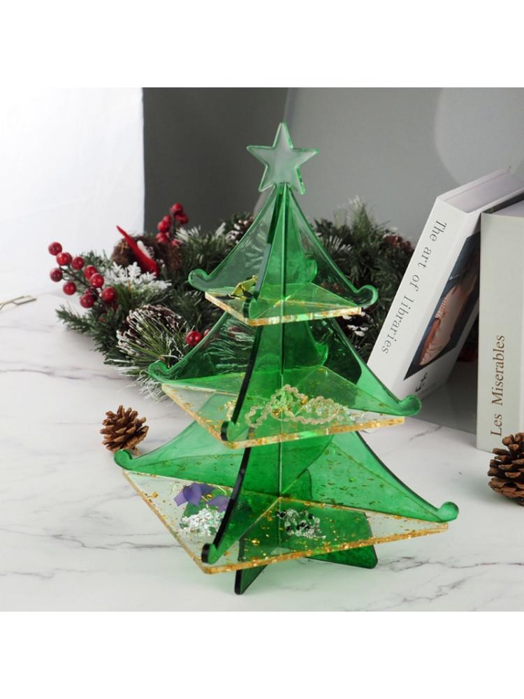 3-Tier Christmas Tree Cake Stand Tray Epoxy Resin Mold Fruit Tray Silicone Mould Christmas Year Decorations