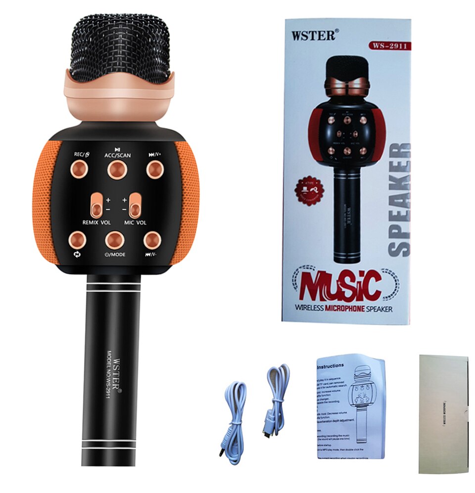 WSTER Version Bluetooth Karaoke Microphone Wireless Speaker Handheld Player Magic Voice Record Music Mic PK WS-858: Silver