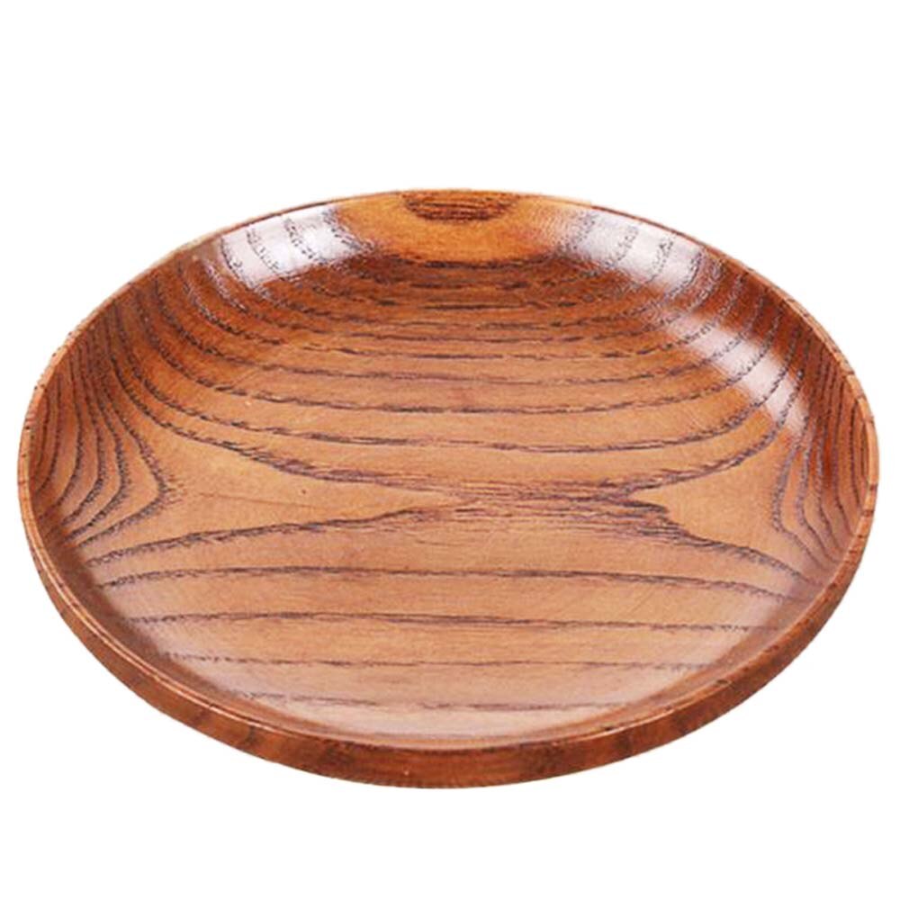 1pc bøgetræ rund middagstallerken western mad rund dessert serveringsbakke snack frugt tør frugt organiseringsholder boligindretning