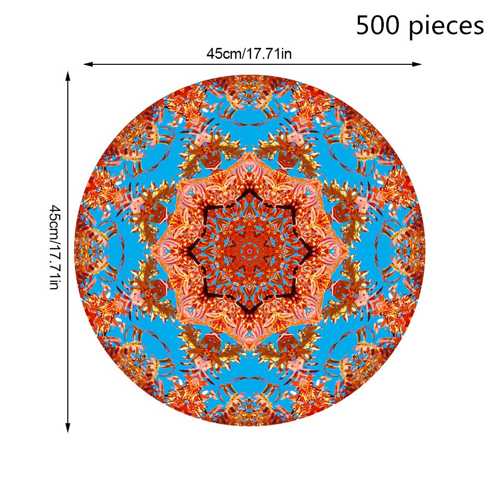 1000 Pieces 3D Puzzle Board Games Animal Lion Round Paper Jigsaw Puzzle Toys For Adults Kids Toys For Children Wall Decor: orange mandala