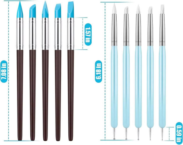 Alle gereedschappen voor keramiek, polymeerklei, boetseren, modelleren, kunstsculptuur, pottenbakken, gereedschapset, stippelmes, vormmes, snijder, klei: Bruin