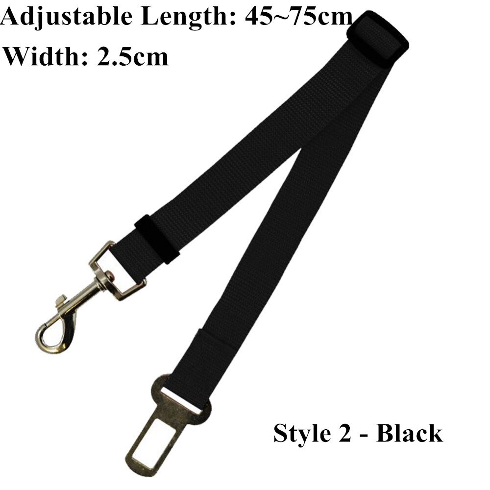 Verstelbare Nylon Pet Hond Autogordel Kat Puppy Lood Kleine Medium Honden Voertuig Leven Veiligheid Riem voor Teddy Yokie: 1pc style 2 black
