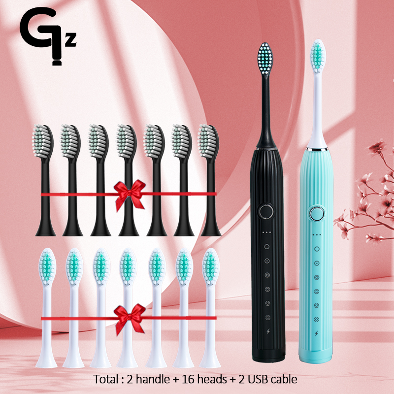Cepillo de dientes eléctrico N105 para niños y adultos, cepillo recargable con temporizador, 6 modos, 8 cabezales, ipx 7, resistente al agua: Morado