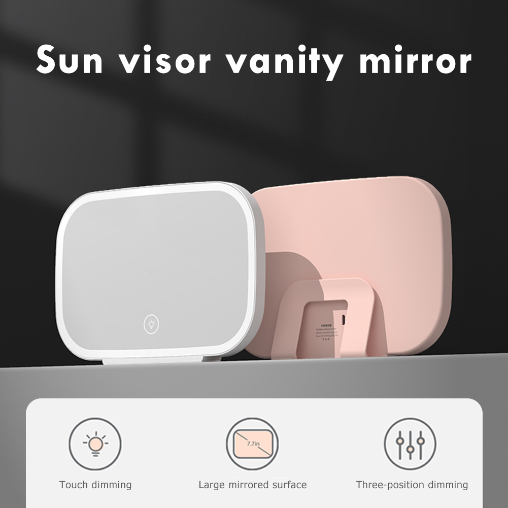 Universal LED Car Interior Mirror Dimmable Car Sun Visor Vanity Makeup Mirror Touch Screen LED Light Glass Baby Care Mirrors
