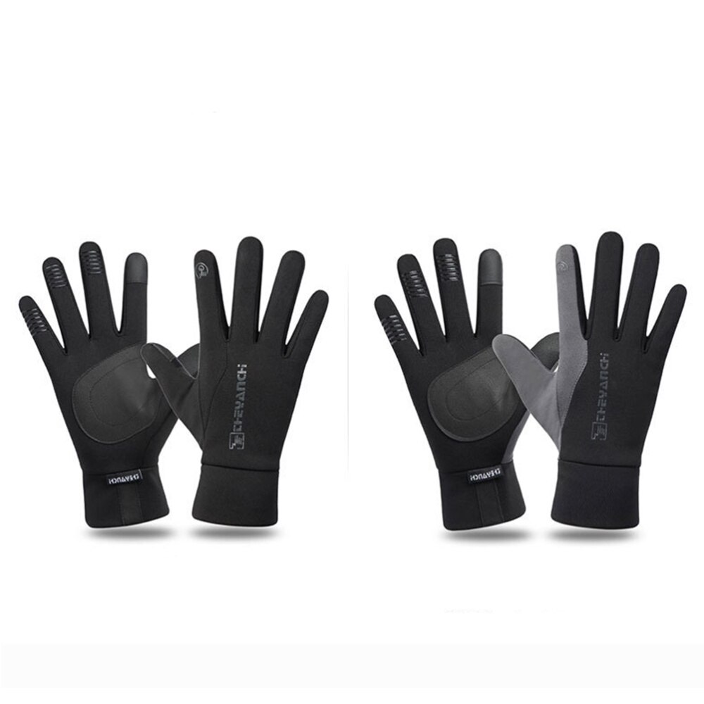 1 par sikkerhedshandsker vinter varm berøringsskærm skridsikker handsker vindtæt vandtæt all-finger cykelhandsker (sort, m)