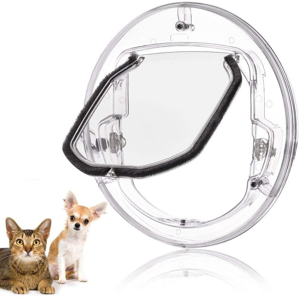 4 Ways Round Transparent Pet Dog Cat Flap Door Round Pet Door For Cats &amp; Small Dogs Cat Door Flap Door For Screen/ Glass Window