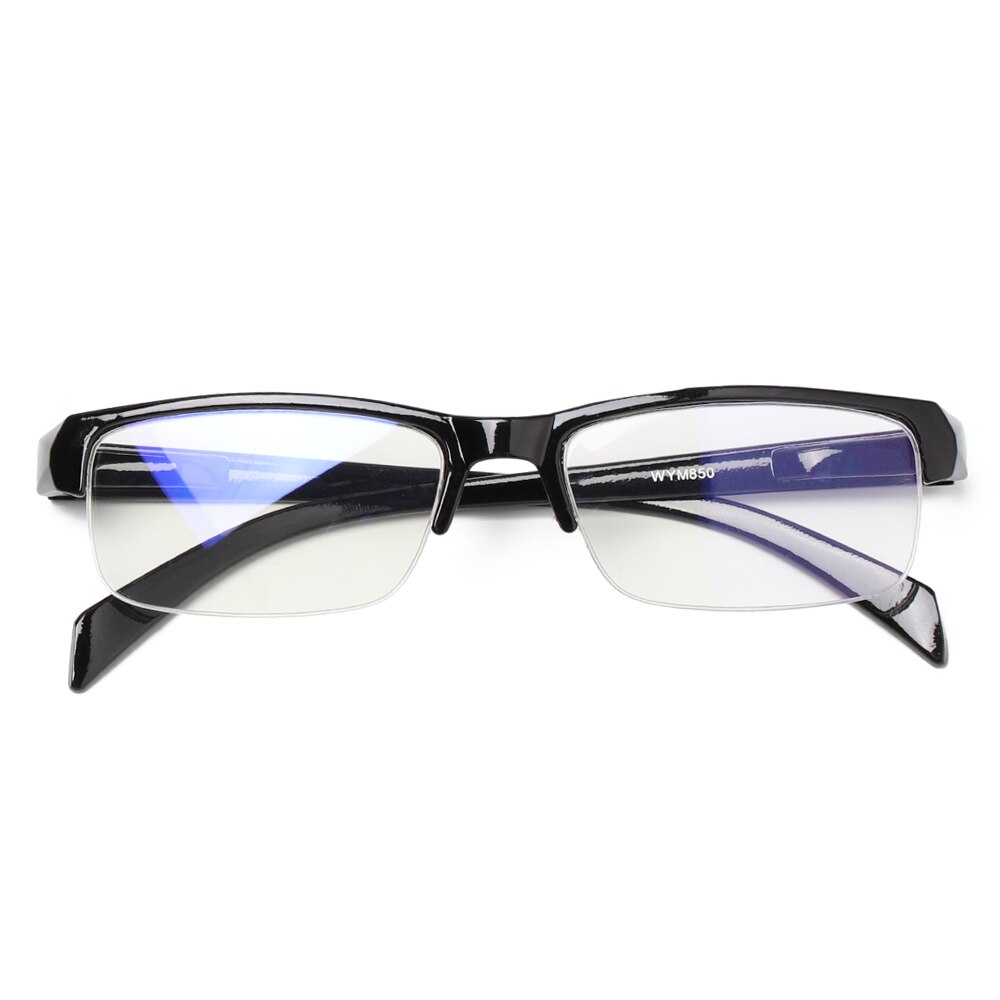 1PC Half Frame Myopia Glasses Women Men Flat Resin Lens Nearsighted Eyeglasses Black Frames Eyewear Diopter -4~0: -100