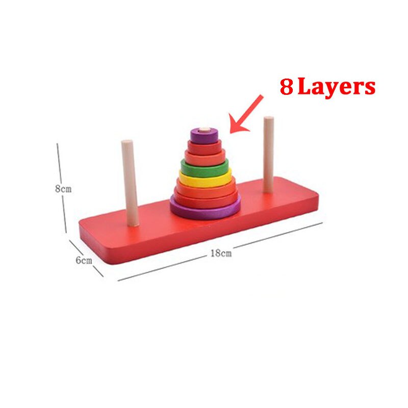Bunte Geometrische Formen Passende Spielzeug Kinder Früh Lernen Übung Hände-auf Fähigkeit Montessori Pädagogisches Holz Spielzeug ZXH: 8layers S red