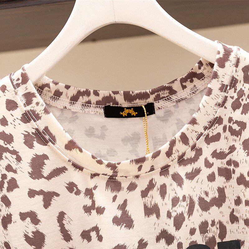 2022 Zomer Plus Size Tops Voor Vrouwen Grote Maat T-shirt Korte Mouw Losse Luipaard Print T-shirt 3XL 4XL 5XL 6XL 7XL
