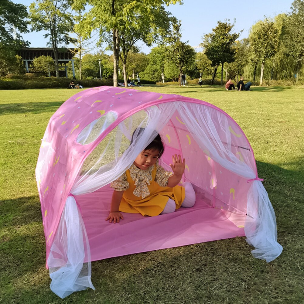 freundlicher freundlicher Spielen Zelt Ich bin Freien Spaß Picknick Schlaf Doppel Netz Vorhang Spielen Schlaf Zelt Faltbare Junge Mädchen Rosa Blau Polyester