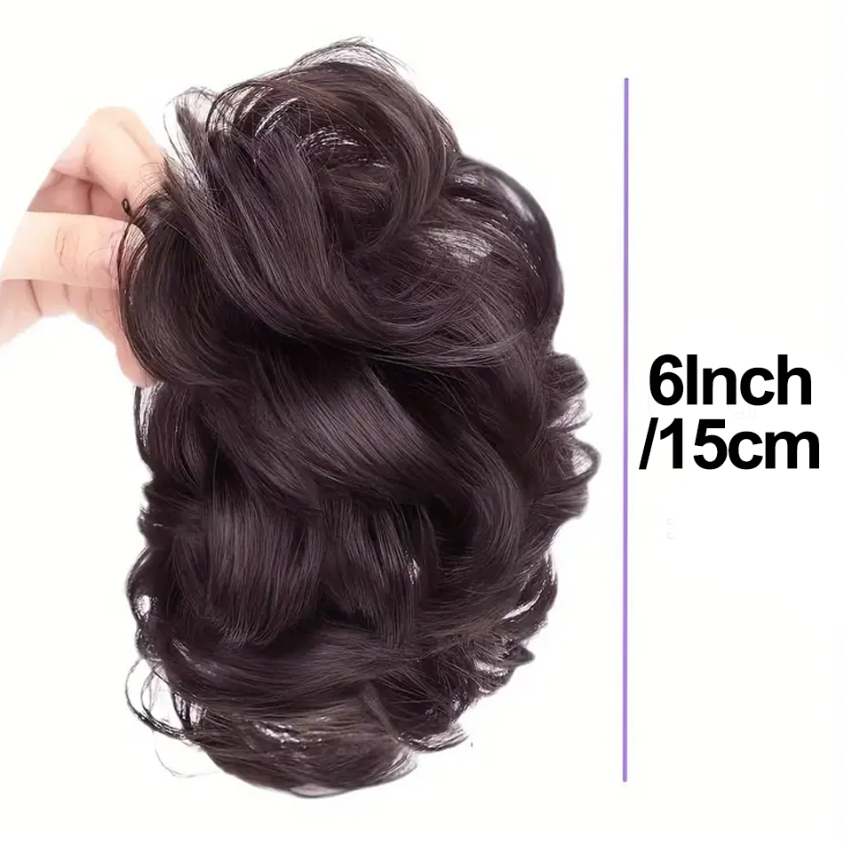 Moño sintético desordenado, pieza de pelo, Clip de garra, extensiones de cola de caballo, estilo Scrunchie, moño de capullo de flor perezoso, cola de caballo rizada ondulada