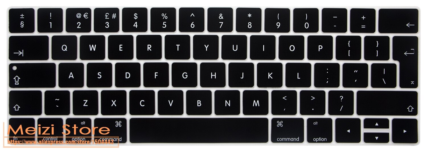 Silicone Laptop Keyboard Cover for Macbook Pro 13/15 Inch Touchbar EU Version A1706 A1707: Black