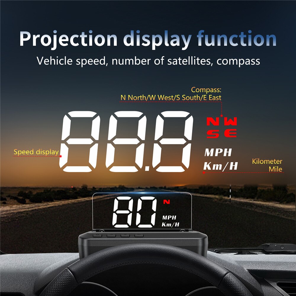 A Set HUD Display Adjustable Angle Head-up Display Car GPS Gauge Head up Display Speedometer For Vehicles