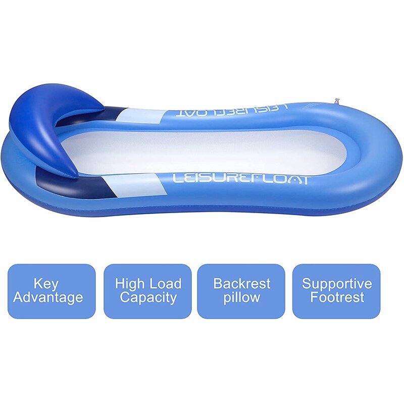 Portable Pool Mat Inflatable Mattress Lounger Head Pillow Sunshade Water Hammock Swimming Pool Accessories Floating Row Chair