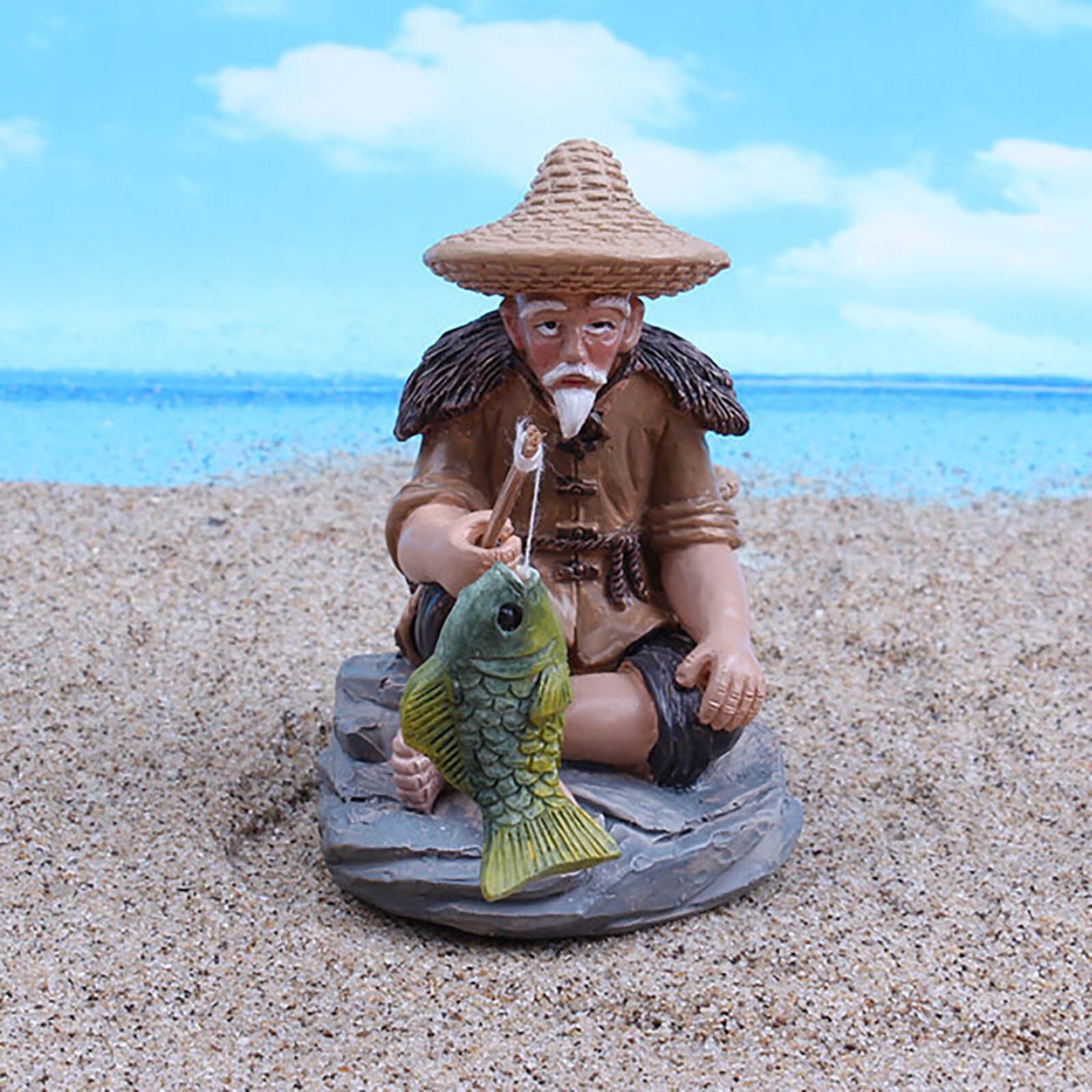 25 # Hars Standbeelden Van Een Oude Man Vissen Tuin Decoraties Zwembad Outdoor Beeldjes Miniaturen Sculptuur Ambachten Beeldjes