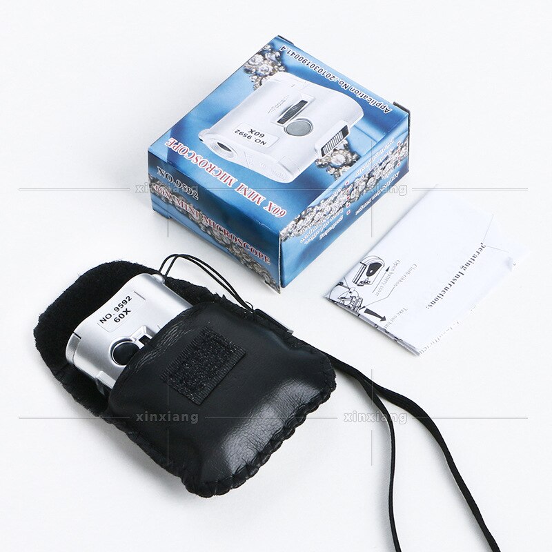 60x bærbare multifunktionelle mikroskop mini lommelup med led lys seddel kontrol miniature mikroskop