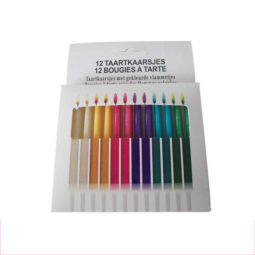 IN STOCK! 12PCs Colorful Flame Birthday Candle Happy Birthday Candle Party Festival Colorful Flames Candle wax