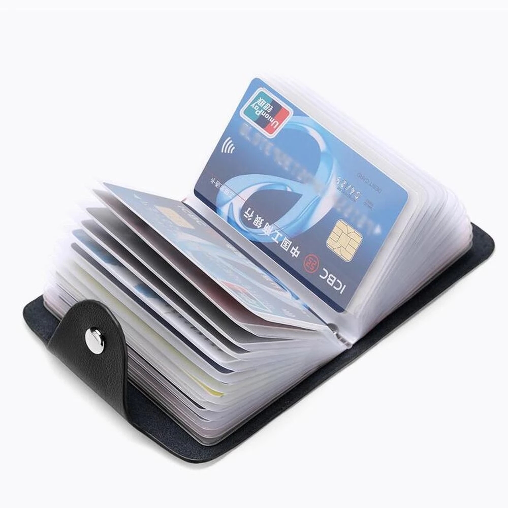 Pu Functie 24 Bits Credit Kaarthouder Effen Kleur Card Case Business Id Card Organizer Draagbare Mannen Vrouwen Portefeuilles Kaarthouder