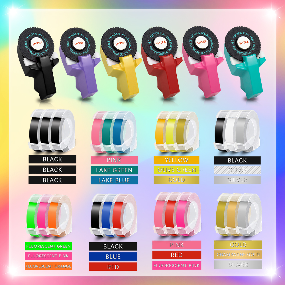 Labelwell 10 sztuk Multicolor kompatybilny dymo 3D tłoczenie taśmy 9mm DIY plastikowe tłoczenie etykiety do drukarki Dymo 1540 Motex E101