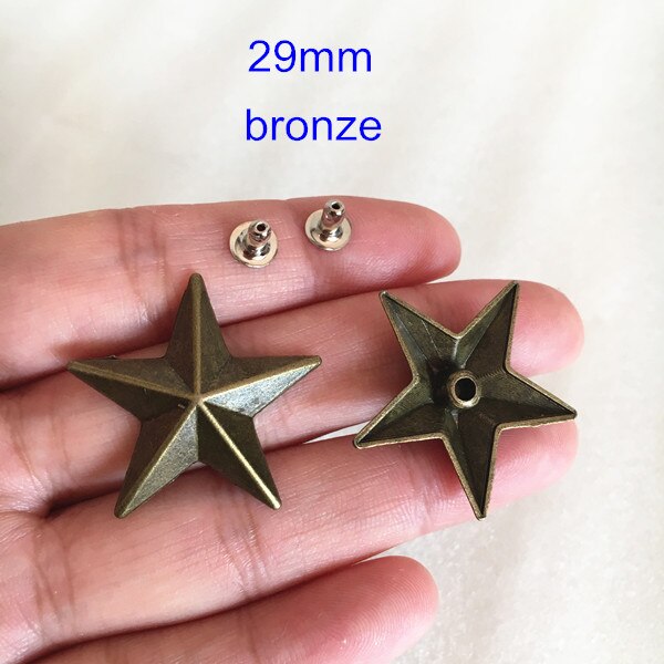 40 set van 29mm Grote Ster Cap Metalen Klinknagels Studs Voor Leer Ambachten, punk Rock Star Rivet Spike, Zilver/Goud/Brons/Zwart: antique bronze color