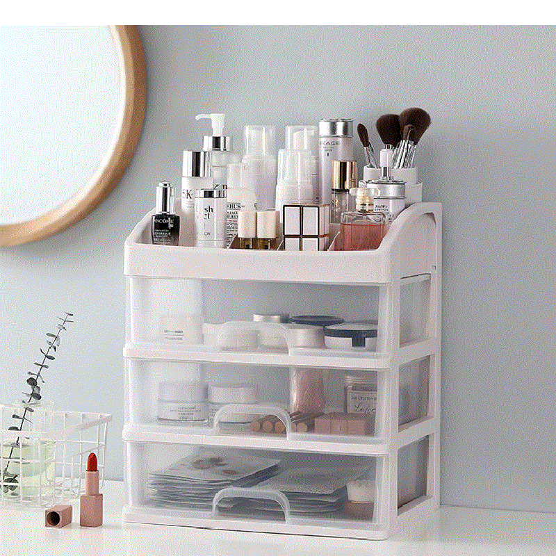 3-layer Organizer Box Drawer Storage Box Plastic Document Sundries Holder Cosmetic Cabinet Storage Organizer Desktop Makeup