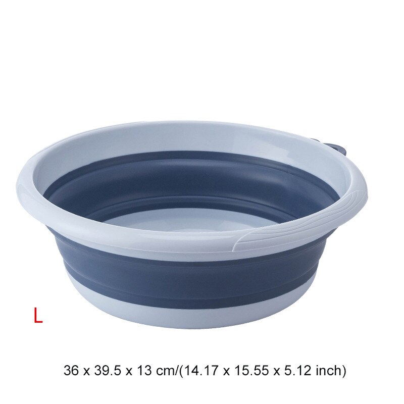 Portable Plastic Basins Outdoor Folding Bucket Fruit Washbasin Fishing Camping Car Wash Container Bathroom Accessories: A Blue L