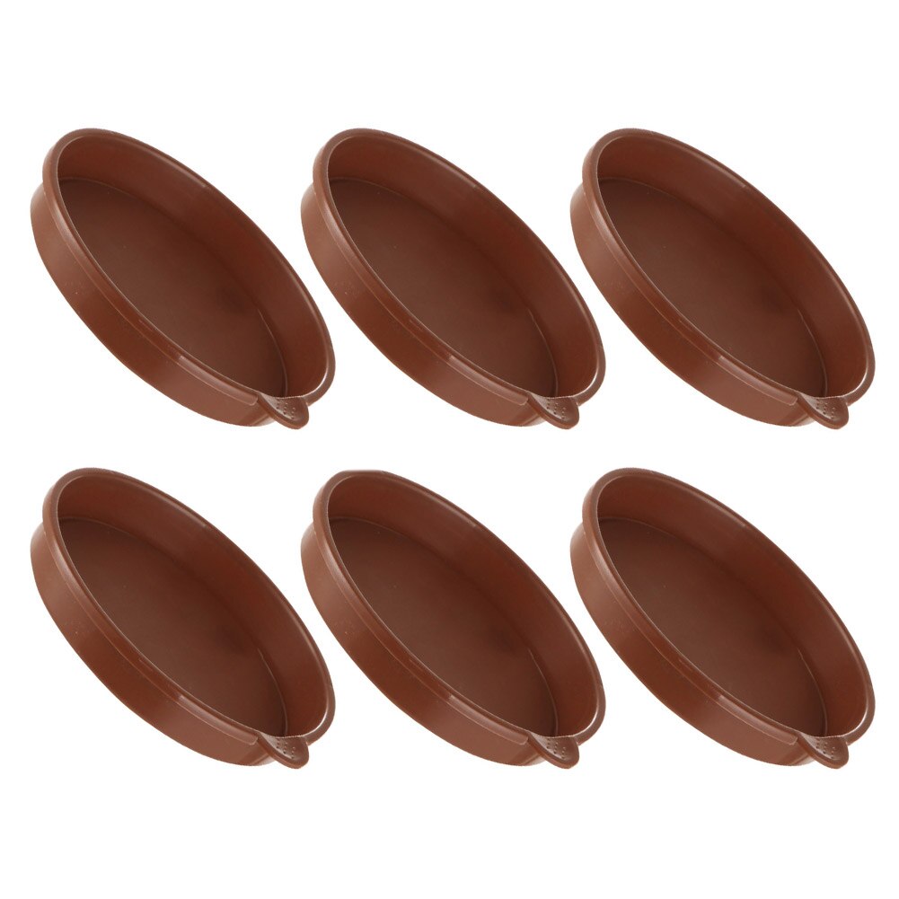 6pcs Durable Pallets Portable Drip Tray Balcony Flower Pot Solid Plant Saucer With Handle Indoor Outdoor Succulent Round: Brown 15.6cm