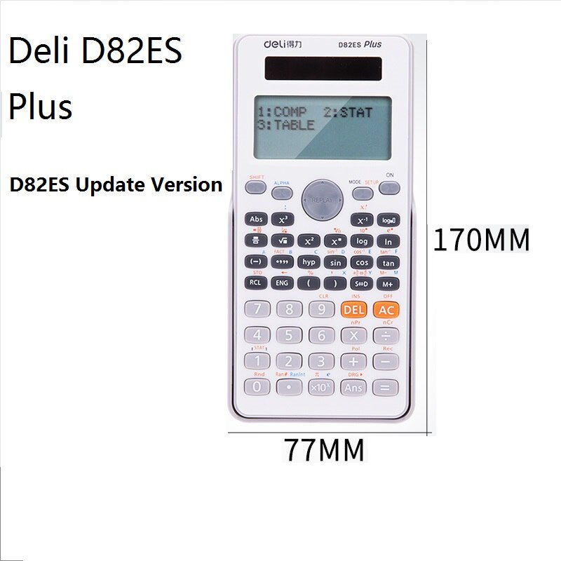 Desktop Dual Power 252 Kinds Function Scientific Calculator Solar+Battery Power 12 Digital 2-Line LCD Display: white