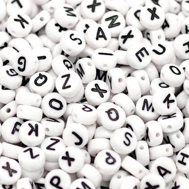 400 stk hvid alfabet brev runde perler akryl diy smykker gør tilbehør  gq999: Default Title