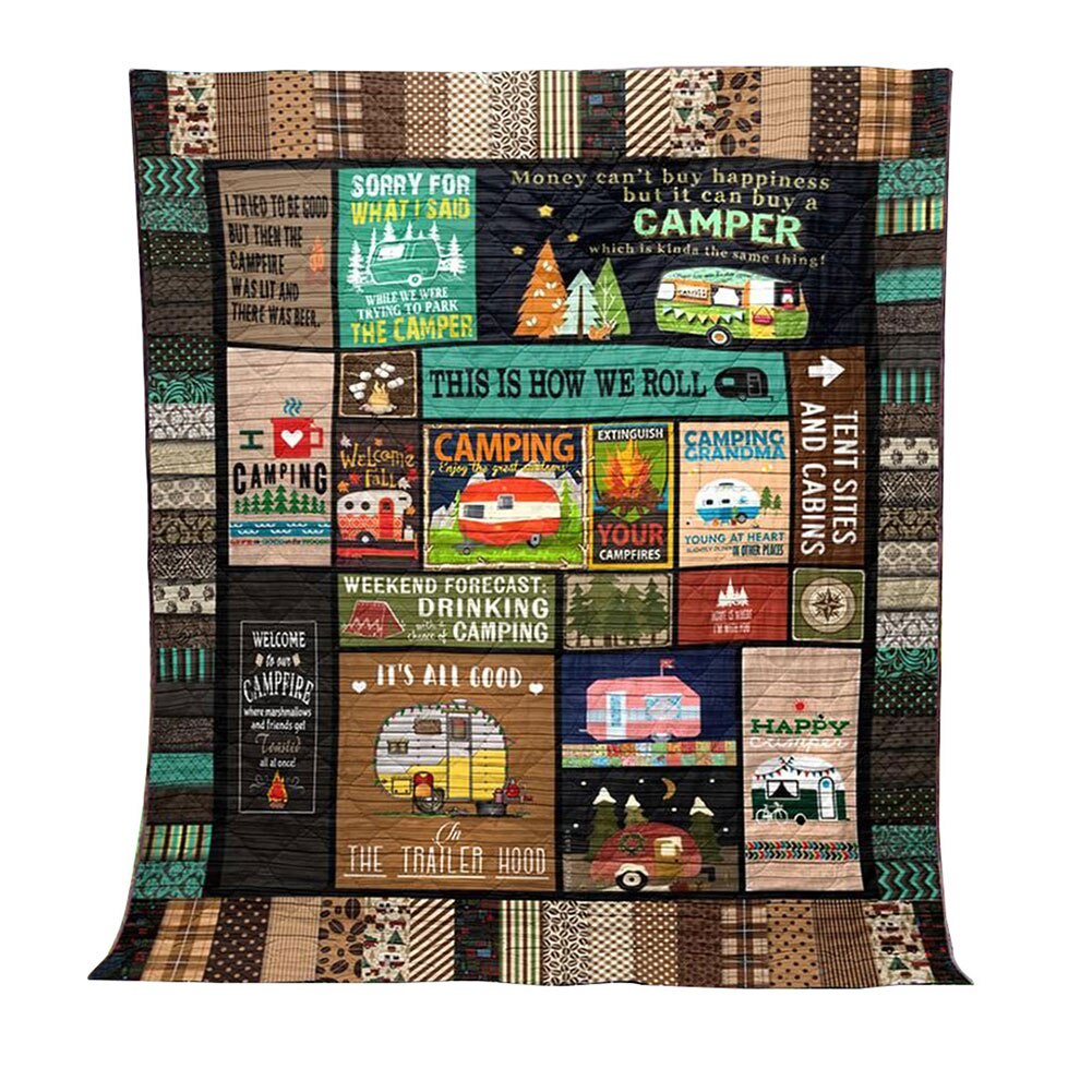 This Is How We Roll Camping Blanket Quilt Comforters with Reversible Cotton 3D Printing Camping Mat BV789