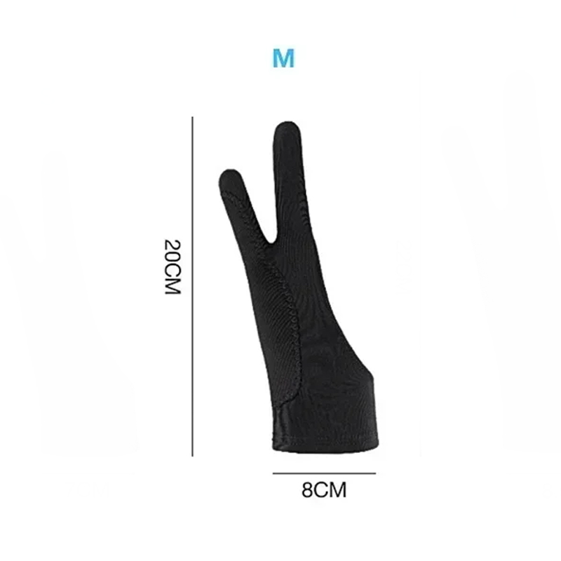 Gants de dessin à deux doigts S/M/L, Anti-tactile, Anti-salissure, pour tablette, tableau numérique, écran tactile, peinture à l'huile, fournitures d'art de bureau: Black